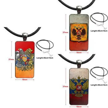 

Armenia Russia Flag Elegant Glass Cabochon Pendant Necklace Rectangle Fashion Necklace For Unisex Party Gift