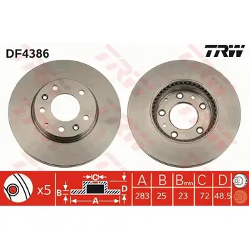 

Brake disc MAZDA 6 2.0-2.3 02-front vent. TRW DF4386
