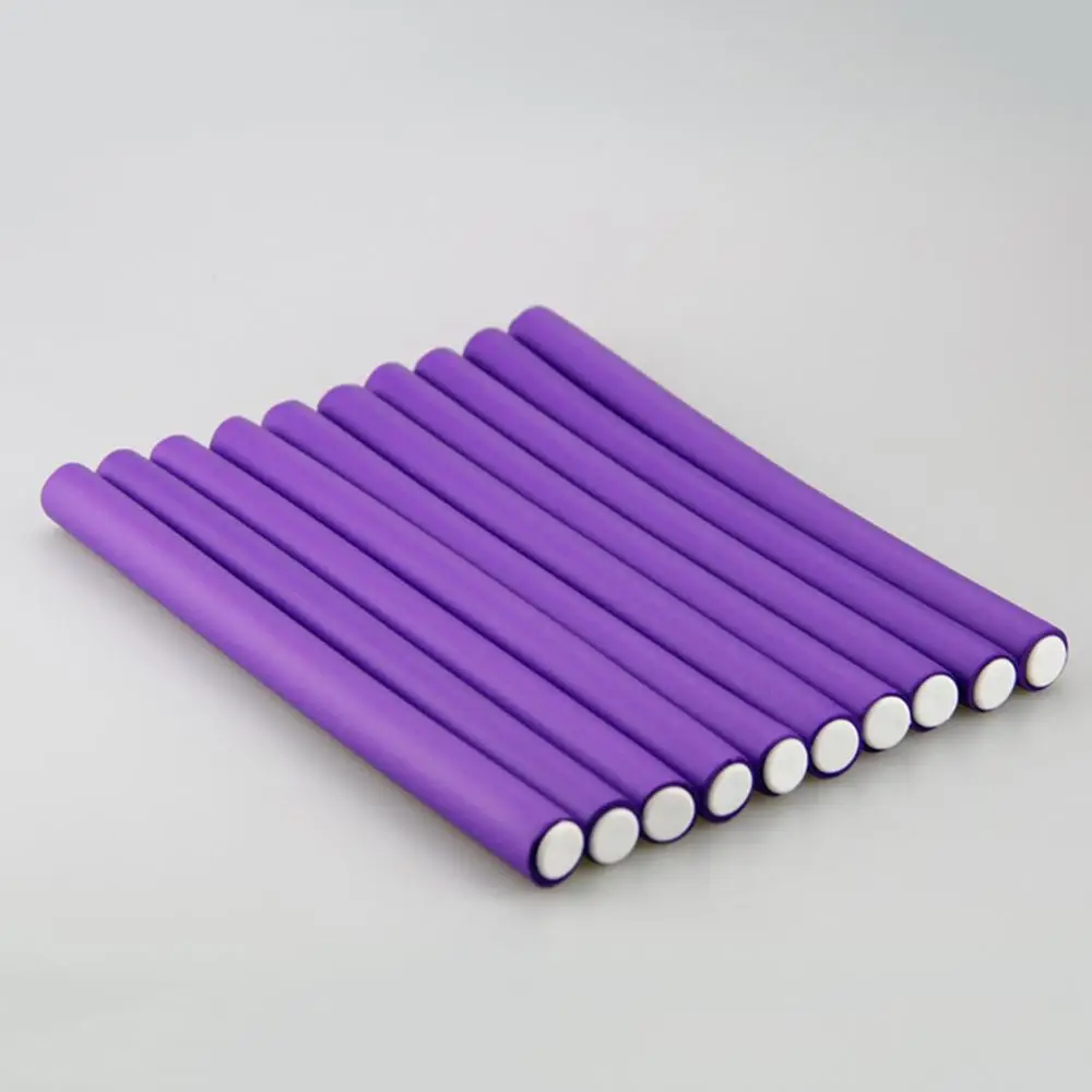 1.8x24cm purple 10 шт. DIY бигуди для волос Мягкие бигуди для волос бигуди жемчуг Хлопок волосы ролл локоны бублики Бенди flexi стержни спиральные Волшебные локоны perms - Цвет: 1.8x24cm purple