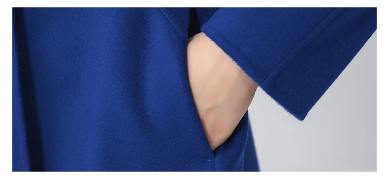VOA Blue Bat Sleeve Casual Simple Cashmere Wool Coats S372 Single Row Button