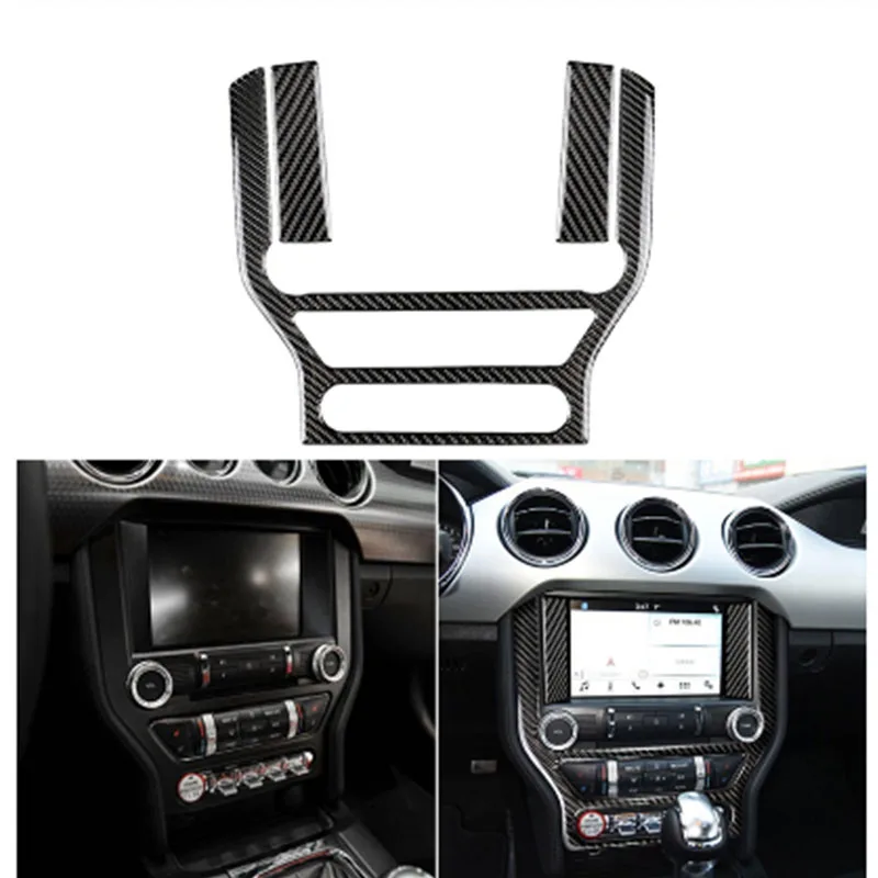 3 шт. карбоновое волокно Центрального управления кондиционер CD панель Крышка отделка стикер автомобиль Стайлинг Для Ford Mustang