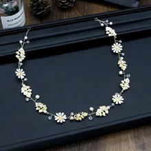 Европейский и американский бренд жемчужная Ручная свадебная лента для волос в стиле барокко Золотой цветок лист свадебное платье аксессуары для волос торжественное платье A