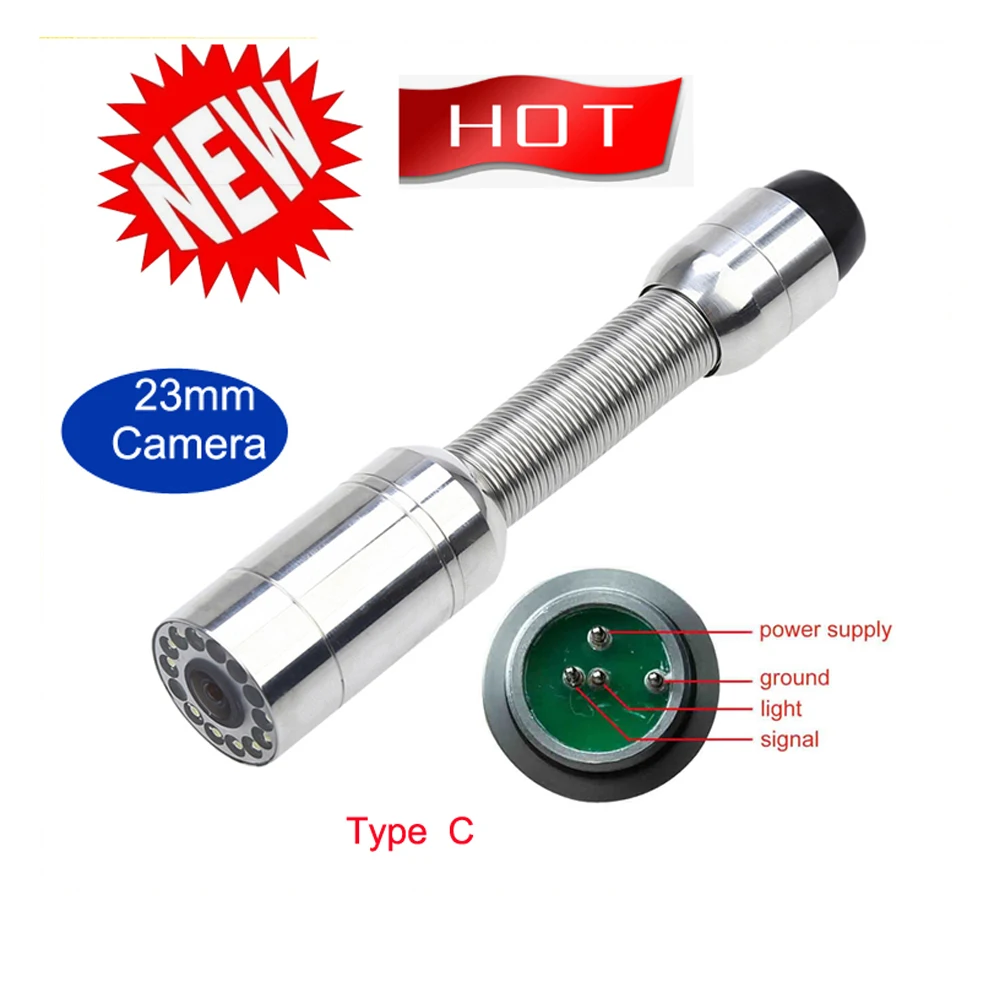 23mm Pipe Drain Sewer Inspection Camera Head Replacement With 12pcs LED Lights with repair parts Type Style A B C 4