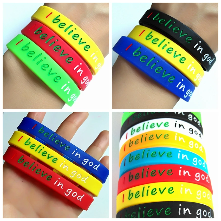 12 шт Разноцветные масляные качественные ювелирные изделия I BELIEVE IN GOD roft резиновые браслеты