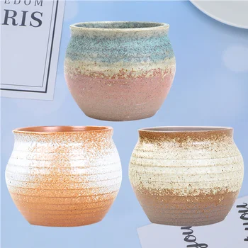 

3 Pcs Retro Ceramic Flowerpot Planter Creative Succulent Plant Storage Container Gardening Supply