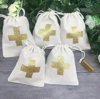 

gold glitter cross wedding Hangover Kit jewelry favor Bags Bachelorette hen bridal shower Champagne Party muslim gift bags