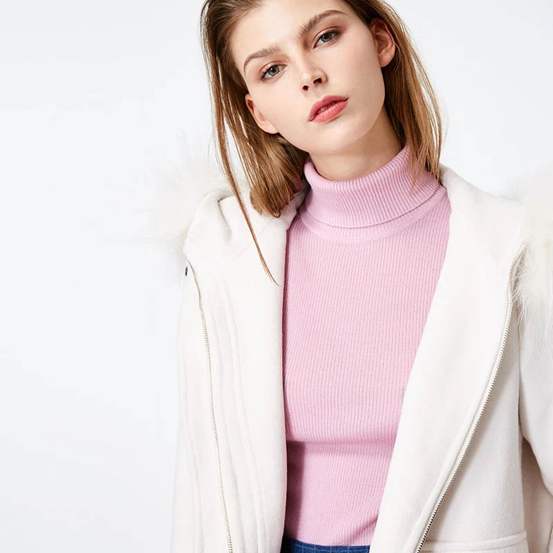 Vero Moda Женское шерстяное пальто средней длины из меха енота | 318327560