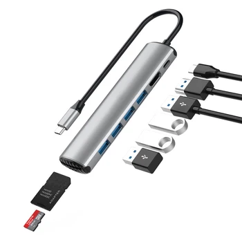 

USB C Hub 8 in 1 Portable Aluminum Alloy Hub with USB C Charging USB Compatible for More Type C Devices GDeals