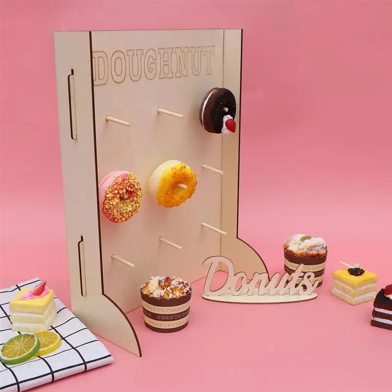 40 см пончики стеновая подставка Сладкая тележка деревянные вечерние Favour Doughnut полка Полка Подставка для лечения Детская Игрушка В ванную свадьбу День рождения