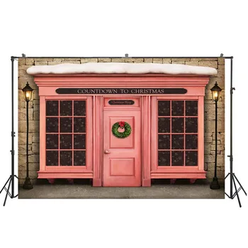 

HuaYi art fabric backdrops wonderful pink panited door decoration background photography for chrismas party photoshoot D-9269