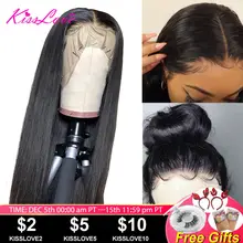 13x6 кружева передние человеческие волосы парики предварительно вырезанные 150& 180 плотность бразильские прямые волосы парик шнурка с ребенком Человеческие волосы Remy для наращивания, KissLove