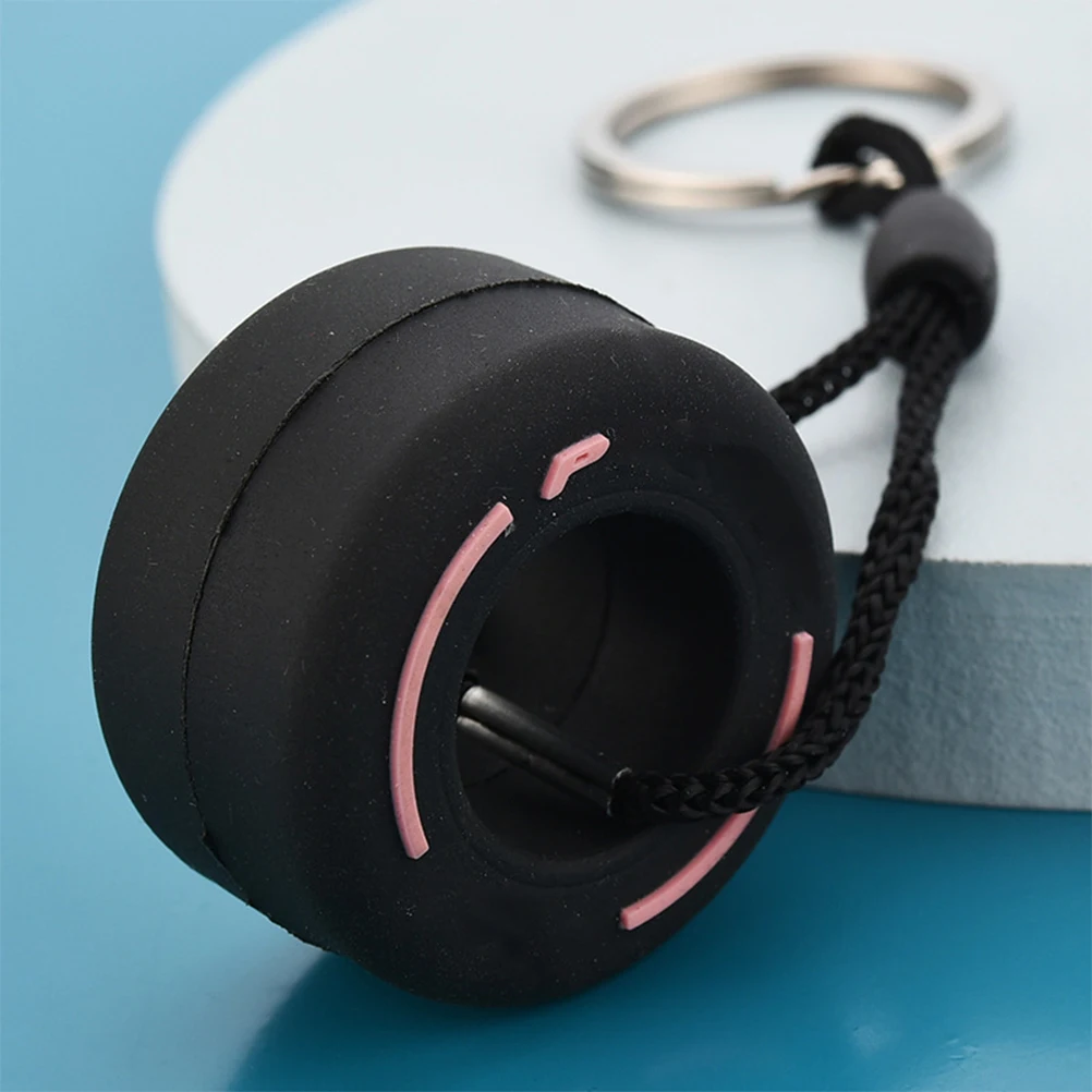 Simulation Cartoon Small Tire Keychain PVC Soft Rubber Key Ring Car Decoration Accessories PVC tire keychain Car pendant