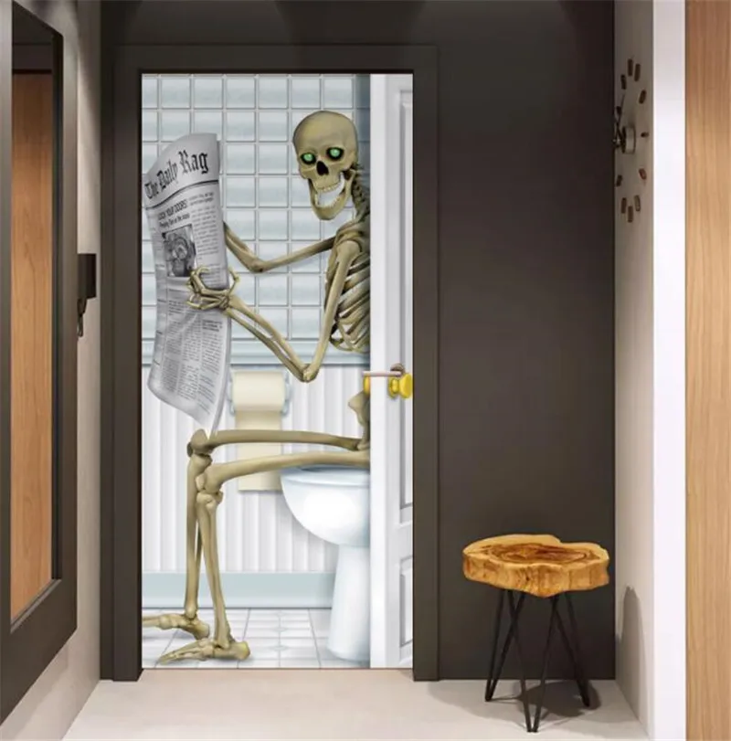 

Horror Skull Skeleton DIY TWindow Door Sticker Scary Halloween Party Props Home Haunted House Decor Poster Hand Wall Sticker