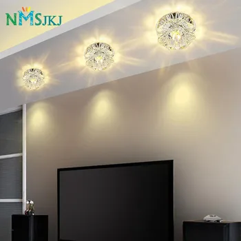 

Corridor Mirror Ceiling Lamp Aisle Veranda Lighting Down Crystal Mordern Flush Mounted LED Lights For Living Room
