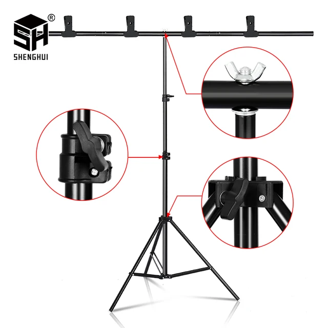 US $14.04 T-shape Background Stand Adjustable Telescopic Backdrop Frame Multiple sizes For Photography Studio