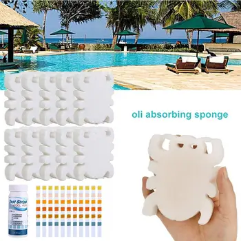 

10Pcs Swimming Pool Spider Shape Oil Absorbing Float Sponge with 50 Test Papers Oil-Absorbing Sponge Cleaning Tools