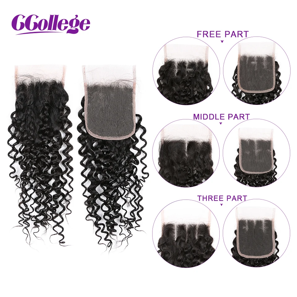 Ccollege Kinky Curly Human Hair Bundles With Closure 3 Pieces