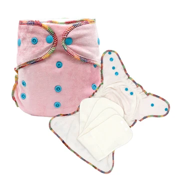 

MABOJ Cloth Diapers Baby Velour Bamboo Fitted Diaper Cotton Washable Diapers Insert One Size AI2 Baby Nappies AIO Diaper Nappy