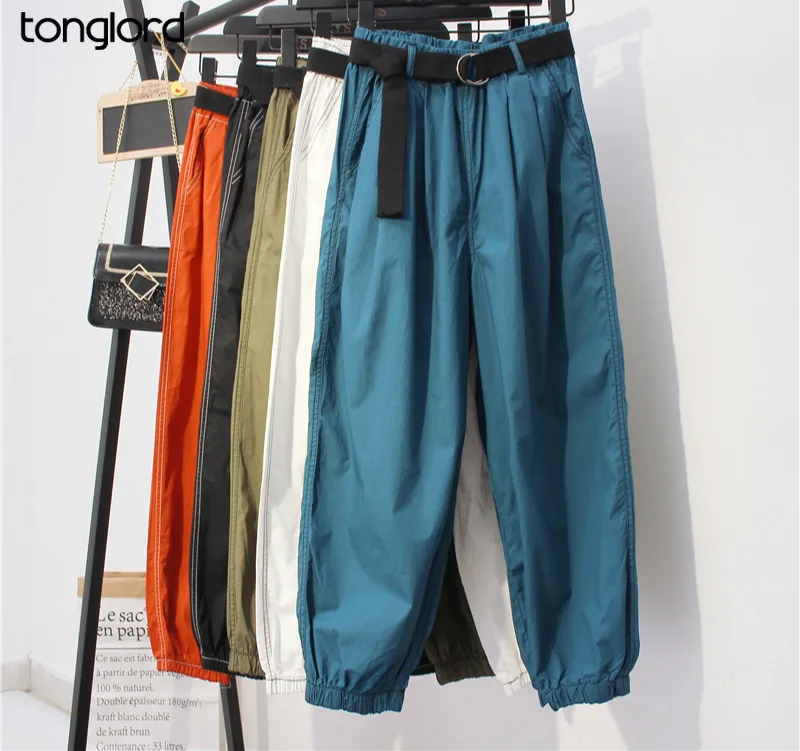 

Tonglord Overalls Women's Autumn Ins Beamed Nine-point Pants Were Thin and High-waisted Straight Loose Casual Harem Pants