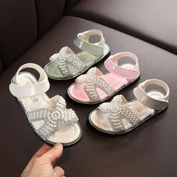 

Toddler Infant Kids Sandals Baby Girls Bling Sequins Single Princess Shoes Sandals Children's Dance Party Pearl Sandal