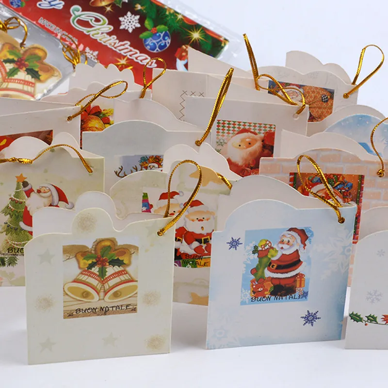 

10pcs Santa Claus Mini Greeting Message Card Christmas Holiday Blessing Card Christmas Xmas Tree Hanging Ornaments New Year 2020