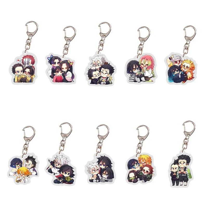 Anime Demon Slayer Blade of Ghost Key Chains Brinco Choker Kamado Tanjirou Same Jewelry Fans Gift Keychain