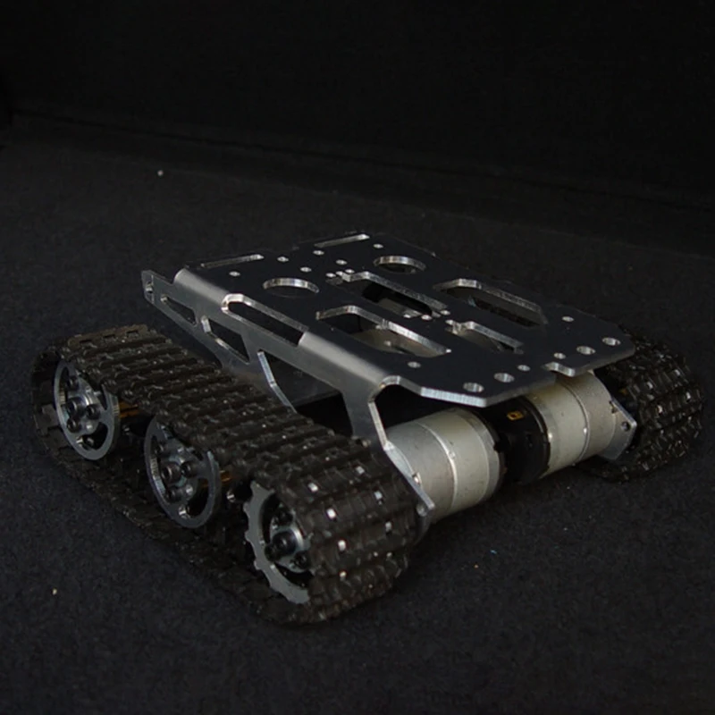 

Hot Black Shock Absorber Metal RC Robot Tank Chassis Kit Mobile Platform for Arduino Uno R3 Raspberry Pie DIY Toy Parts