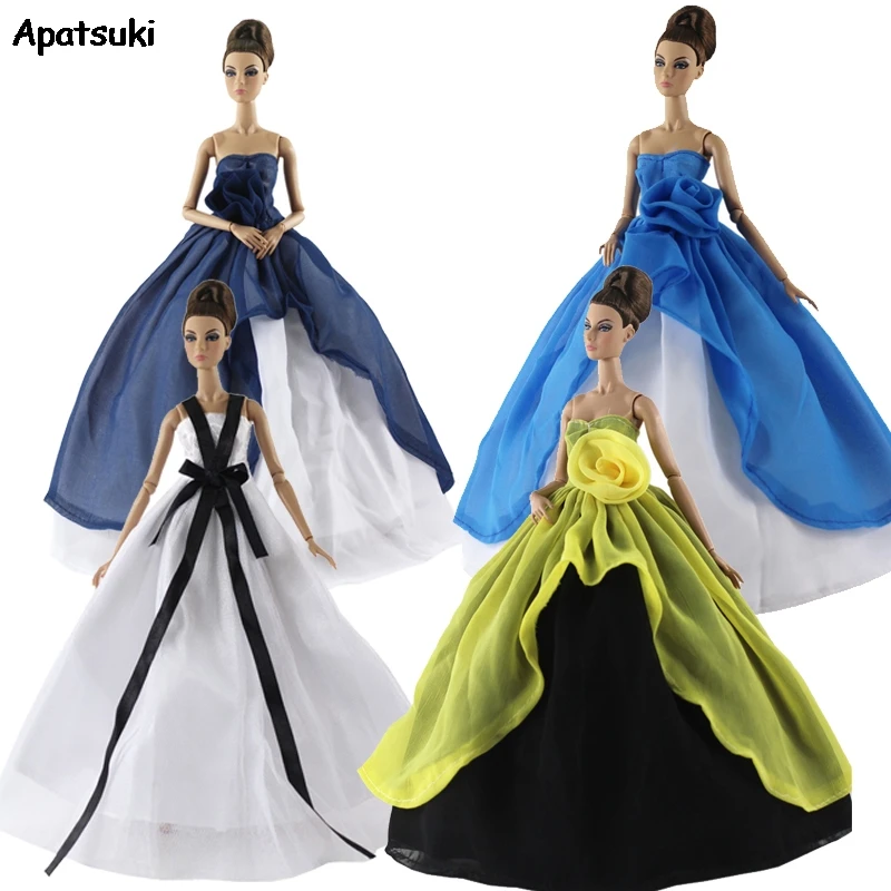

Rose Dress For Barbie Doll Off Shoulder Formal Evening Party Dress for 1/6 BJD Doll Outfits Clothes for 11.5" Doll House Kid Toy