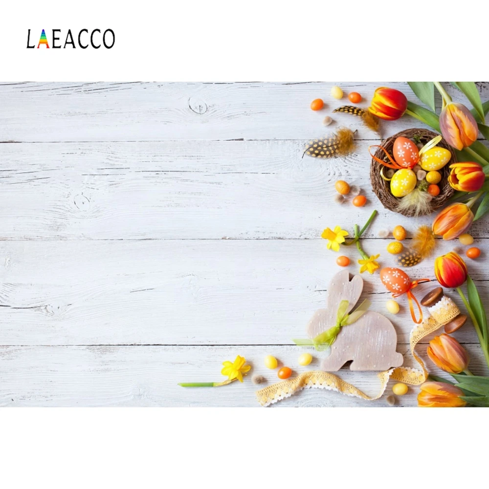 Laeacco пасхальные яйца цветы деревянная доска кукла фотографии фоны индивидуальные фотографические фоны для фотостудии