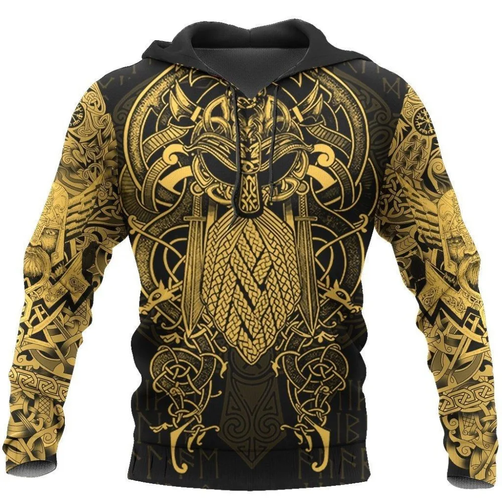 2020 г. толстовка с капюшоном Vikings - The Raven Yellow of Odin Tattoo 3D модные толстовки в стиле