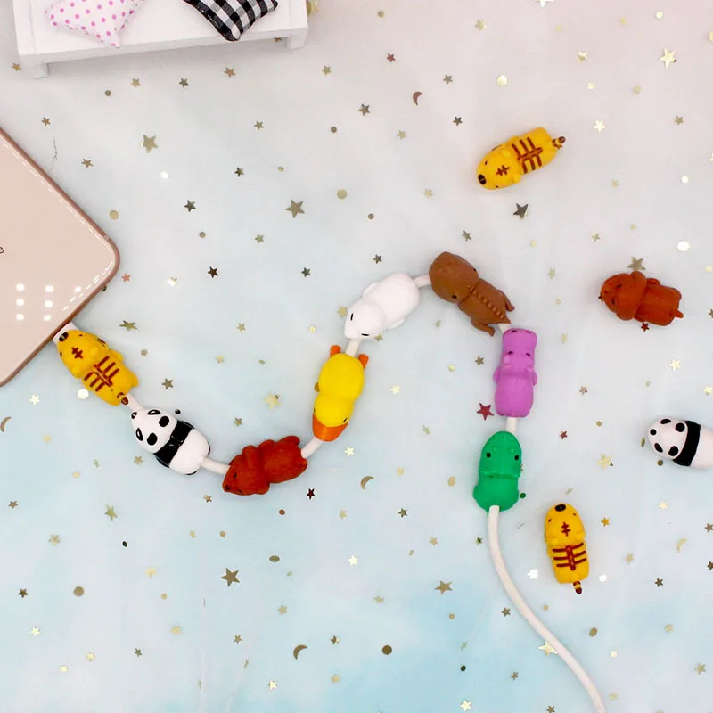 36 шт животное кабель укуса USB зарядное устройство Мультфильм укусов протектор