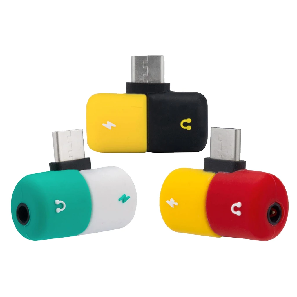 3 Pieces Capsule 2 In 1 USB C Headphone Audio & Charger Adapter Splitter