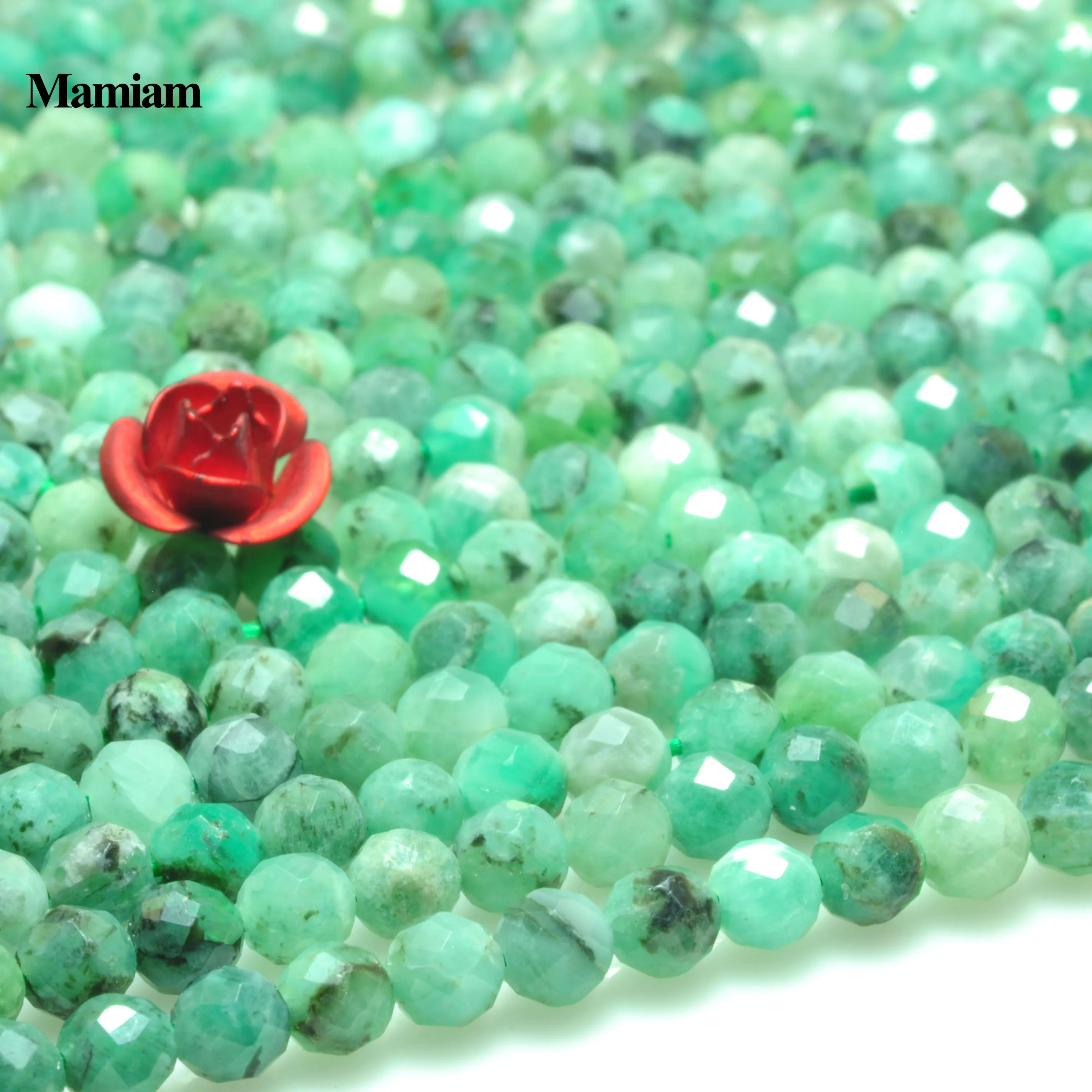 Mamiam Rare Natural AA Emerald Beads Faceted Round 3mm Smooth Loose Stone Diy Bracelet Necklace Jewelry Making Gift Design