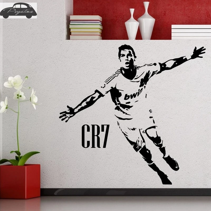 DCTAL Cristiano Ronaldo Football Player Sticker Sports Soccer Decal Helmets Kids Room Posters Vinyl Wall Decals Football Sticker