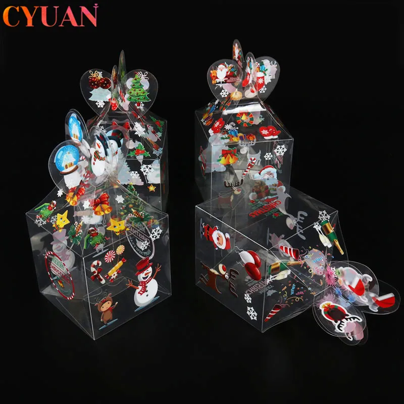 

Christmas Gift Boxes Christmas Eve Apple Box Transparent Santa Claus Snowman Xmas Tree Packing Candy Box Decoration Xmas Present