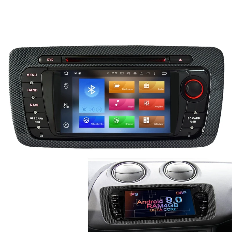 Top Android 9.0 2 Din Car Radio DVD GPS Navigation Multimedia Bluetooth Player for SEAT IBIZA MK4 6J Sport Coupe Ecomotive Cupra 200 1