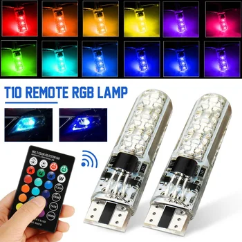 

T10 Socket LED lights Remote Wireless RGB Dusk City Car Motorcycle Lights Door License Plate LED Plate Interior Lamp 16 Colors
