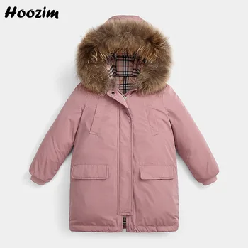 

Winter White Duck Down Jacket For Girls 6-11 Year Casual Minimalist Solid Outerwear Child European Detachable Fur Long Coat Boys