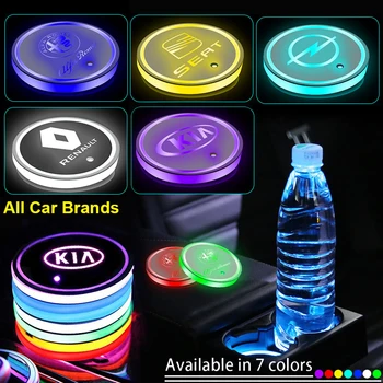 Insignia Led para taza de coche, luces luminosas para posavasos, soportes para bebidas, para Volkswagen, Audi, KIA, Mercedes Benz, Mazda, Amg, Hyundai, Renault, 1 Uds.