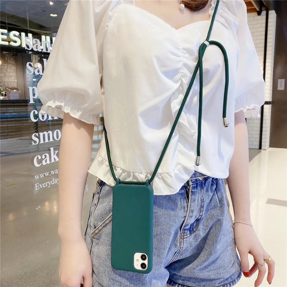 Silicone Candy Strap Case with Crossbody Lanyard and Shoulder Bag Design
