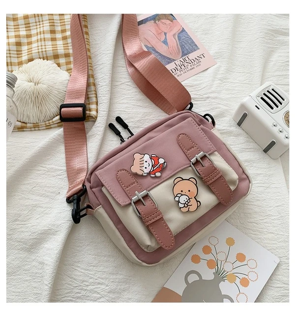 Girls Cute Messenger Bag Fashion Casual Canvas Bag Korean Version Handbag  Kawaii Women's Crossbody Bags with Pendant Satchel Bag - AliExpress