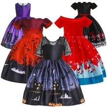 Новые детские костюмы с изображением рождественской год вечерние платье для девочек вечерние Детская одежда 2 3 4 5 6 7 8 От 9 до 10 лет, детская одежда