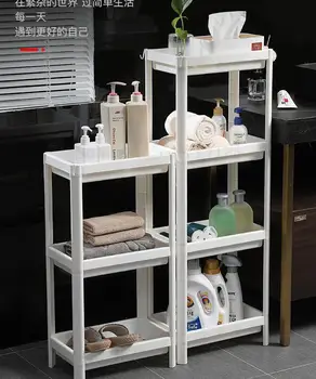 

Bathroom Shelf Plastic Floor Type Toilet Storage Rack Toilet Basin Rack Washstand Storage Rack 3-layer Rack