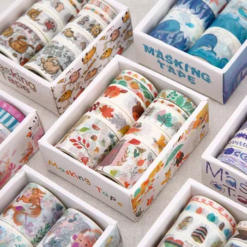 

10Pcs/Set Kawaii Blue Ocean Decorative Adhesive Tape Cute Animal Washi Tape Flower Masking Tape For Scrapbooking DIY Photo Album