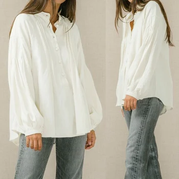 

Women Tunic Tops Vintage Linen Blouses Celmia 2020 Autumn Long Sleeve Casual Solid Buttons Female Shirts Loose Blsuas Plus Size