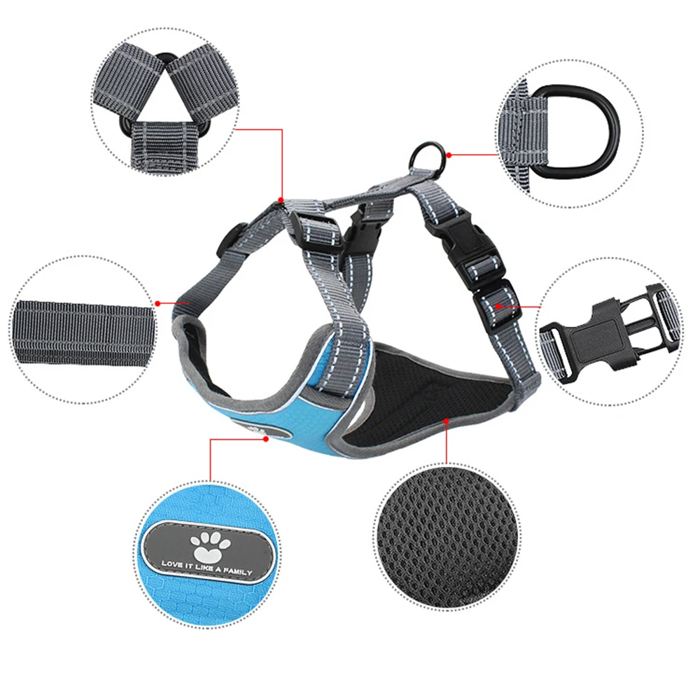 Dog Harness Vest Adjustable Reflective Breathable Mesh Harnesses For Medium Large Dog Breast-band Husky Alaskan Pet Accessories (4)