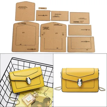 

1Set DIY Kraft Paper Template New Leisure Fashion Women's Shoulder Bag Leather Craft Pattern DIY Stencil Sewing Pattern 19*11cm