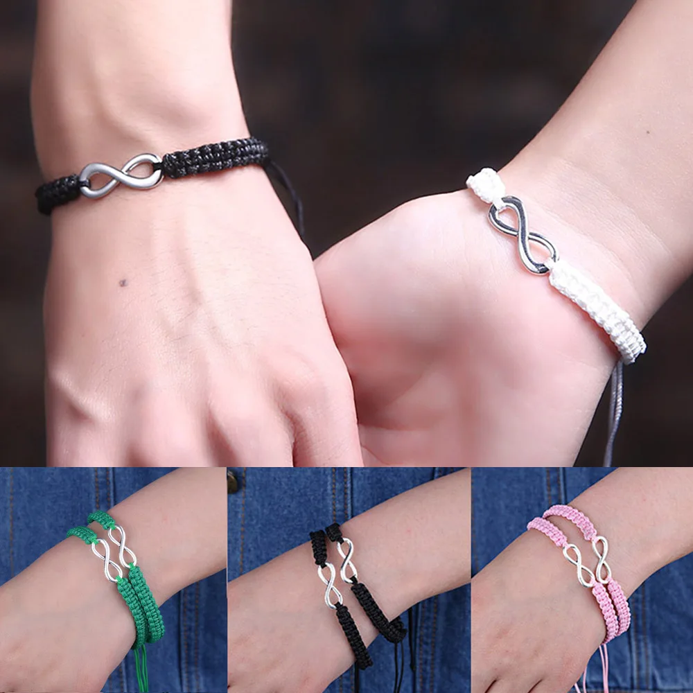 JUJIE Charm Couple Bracelet For Women 2021 Handmade Infinity Bracelets 2Pcs/Set Love