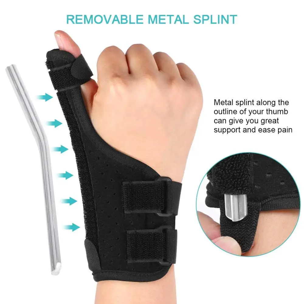 Thumb Support, Finger Protector Thumb Brace with Removable Splint and Adjustable Straps, Thumb Wrist Stabilizer for Arthritis, C