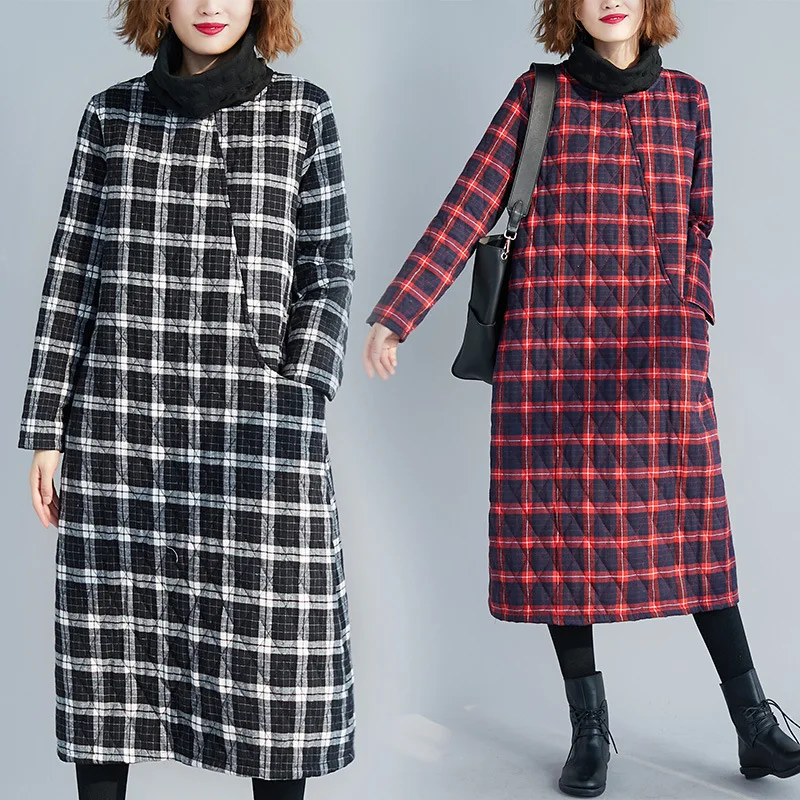 

Photo Shoot 8128 #2019 Winter New Products Padded Thick Warm High Collar Pattern Large Size Literature And Art Cotton Coat Cotto
